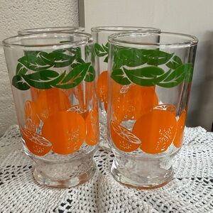 Set of Orange and Green Glass Tumblers